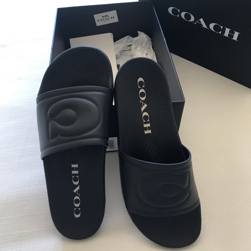 Coach Black Slide Sandals
